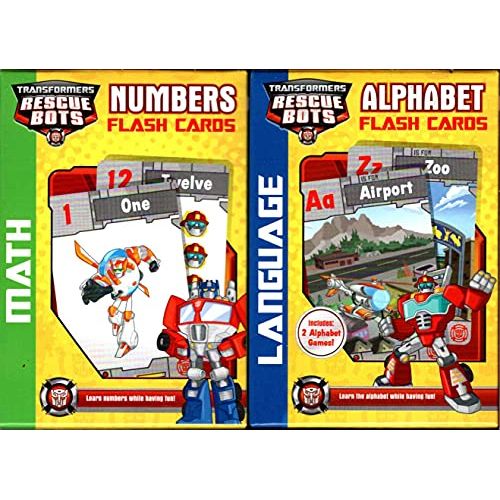 해즈브로 Hasbro Transformer Rescue Bots Flash Cards - Numbers, Alphabet - PreK-K (Set of 2 Pack)