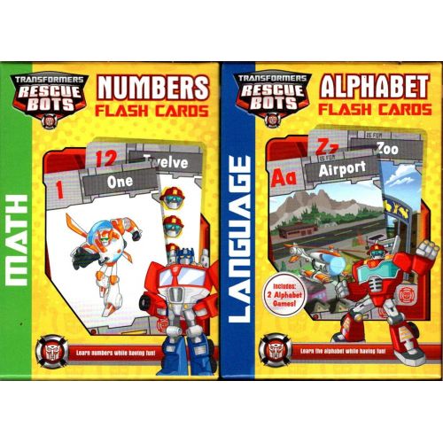 해즈브로 Hasbro Transformer Rescue Bots Flash Cards - Numbers, Alphabet - PreK-K (Set of 2 Pack)