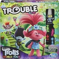 Hasbro Gaming Trouble: DreamWorks Trolls World Tour Edition Board Game for Kids Ages 5 and Up; Includes Tiny Diamond Figure with Hair, Model:E8906