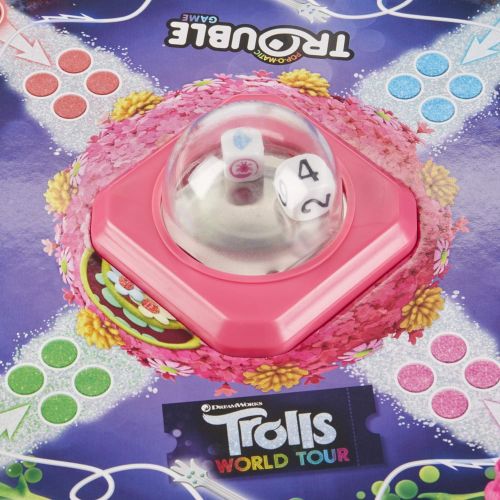 해즈브로 Hasbro Gaming Trouble: DreamWorks Trolls World Tour Edition Board Game for Kids Ages 5 and Up; Includes Tiny Diamond Figure with Hair, Model:E8906