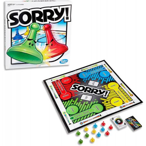 해즈브로 Hasbro Gaming Sorry! Board Game for Kids Ages 6 and Up; Classic Hasbro Board Game; Each Player Gets 4 Pawns (Pawn Colors May Vary) ? Amazon Exclusive