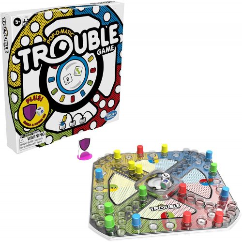 해즈브로 Hasbro Gaming Trouble Board Game Includes Bonus Power Die and Shield, Game for Kids Ages 5 and Up, 2-4 Players (Amazon Exclusive)