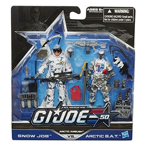 해즈브로 Hasbro G.I. Joe, 50th Anniversary Action Figure Set, Arctic Ambush [Snow Job vs. Arctic BAT], 3.75 Inches