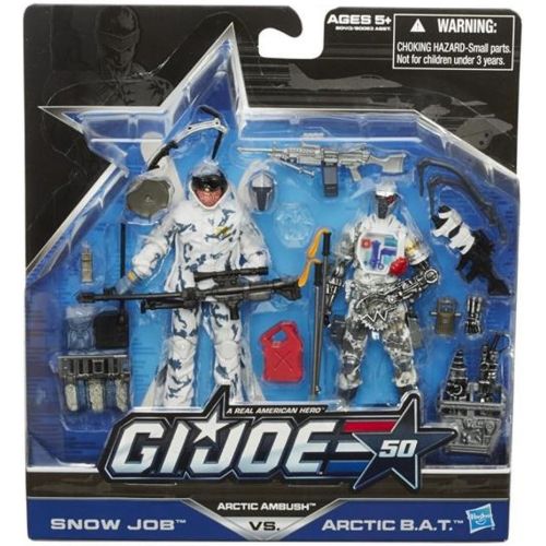 해즈브로 Hasbro G.I. Joe, 50th Anniversary Action Figure Set, Arctic Ambush [Snow Job vs. Arctic BAT], 3.75 Inches