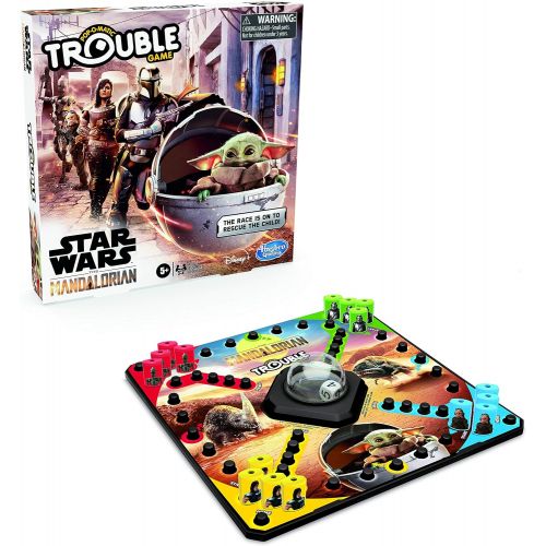 해즈브로 Hasbro Gaming Trouble: Star Wars The Mandalorian Edition Board Game for Kids Ages 5 and Up