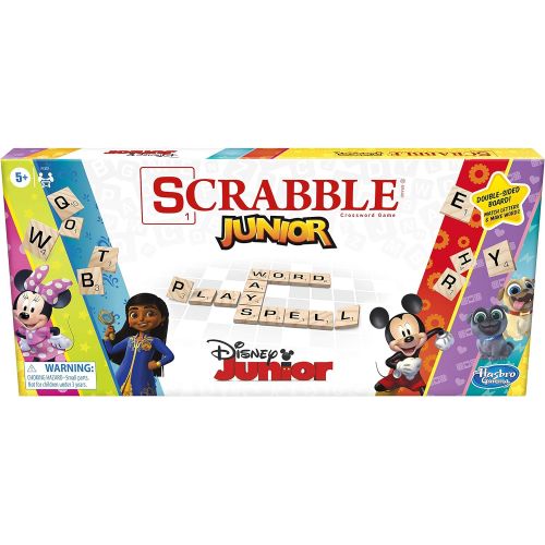 해즈브로 Hasbro Gaming Scrabble Junior: Disney Junior Edition Board Game, Double -Sided Game Board, Matching and Word Game (Amazon Exclusive)