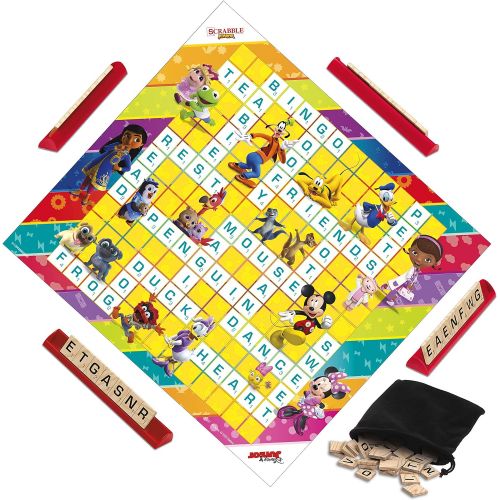 해즈브로 Hasbro Gaming Scrabble Junior: Disney Junior Edition Board Game, Double -Sided Game Board, Matching and Word Game (Amazon Exclusive)