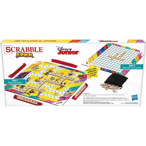 해즈브로 Hasbro Gaming Scrabble Junior: Disney Junior Edition Board Game, Double -Sided Game Board, Matching and Word Game (Amazon Exclusive)