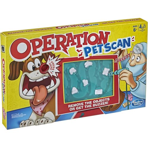 해즈브로 Hasbro Gaming Operation Pet Scan Board Game for 2 or More Players, Kids Ages 6 and Up, with Silly Sounds, Remove The Objects or Get The Buzzer