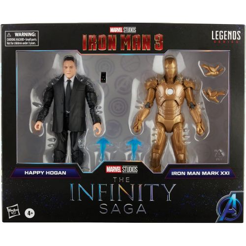 해즈브로 Hasbro Marvel Legends Series , Action Figure Toy 2-Pack Happy Hogan and Iron Man Mark 21, Infinity Saga Characters, Premium Design, 2 Figures and 5 Accessories, Multicoloured (F019