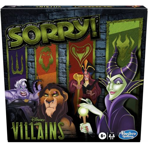 해즈브로 Hasbro Gaming Sorry! Board Game: Disney Villains Edition Kids Game, Family Games for Ages 6 and Up (Amazon Exclusive) , Green