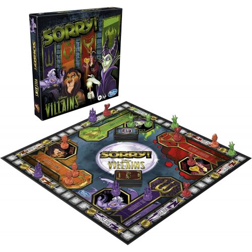 해즈브로 Hasbro Gaming Sorry! Board Game: Disney Villains Edition Kids Game, Family Games for Ages 6 and Up (Amazon Exclusive) , Green