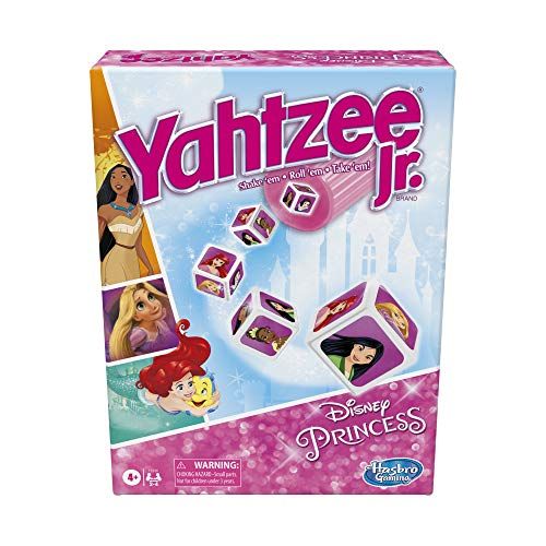 해즈브로 Hasbro Gaming Yahtzee Jr.: Disney Princess Edition Board Game for Kids Ages 4 and Up, for 2 4 Players, Counting and Matching Game for Preschoolers (Amazon Exclusive)