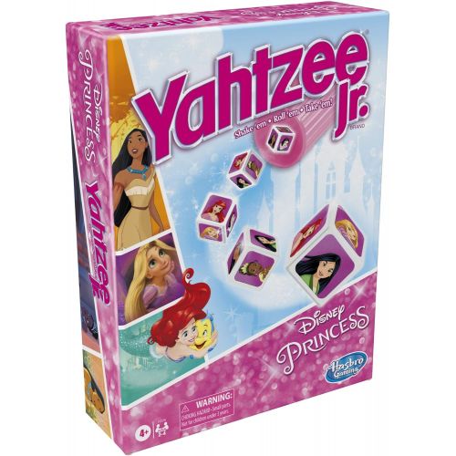 해즈브로 Hasbro Gaming Yahtzee Jr.: Disney Princess Edition Board Game for Kids Ages 4 and Up, for 2 4 Players, Counting and Matching Game for Preschoolers (Amazon Exclusive)