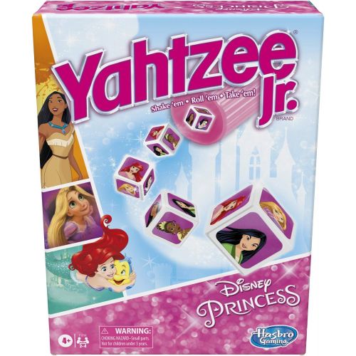 해즈브로 Hasbro Gaming Yahtzee Jr.: Disney Princess Edition Board Game for Kids Ages 4 and Up, for 2 4 Players, Counting and Matching Game for Preschoolers (Amazon Exclusive)