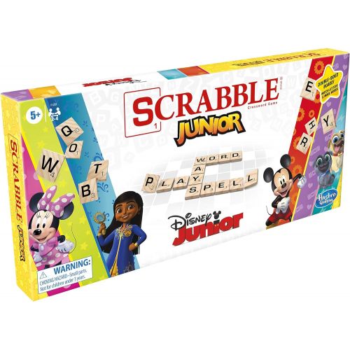 해즈브로 Hasbro Gaming Scrabble Junior: Disney Junior Edition Board Game, Double Sided Game Board, Matching and Word Game (Amazon Exclusive)