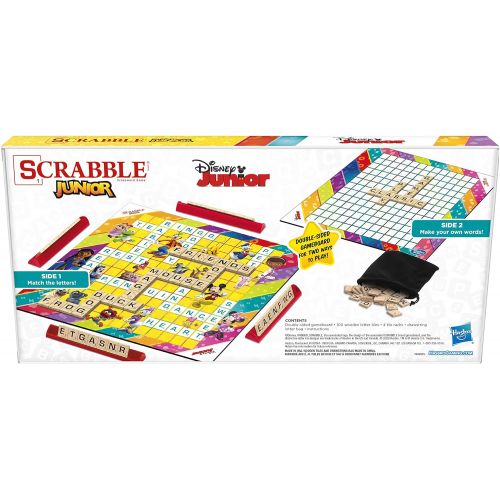 해즈브로 Hasbro Gaming Scrabble Junior: Disney Junior Edition Board Game, Double Sided Game Board, Matching and Word Game (Amazon Exclusive)