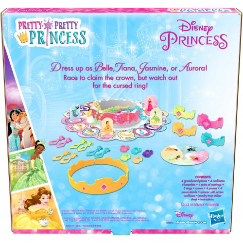 해즈브로 Hasbro Gaming Pretty Pretty Princess: Disney Princess Edition Board Game Featuring Disney Princesses, Jewelry Dress Up Game for Kids Ages 5 and Up