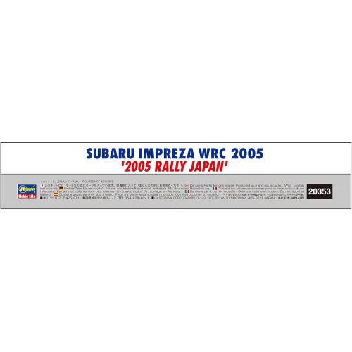  Hasegawa 20353 Subaru Impreza WRC 2005 2005 Rally Japan 124 scale kit