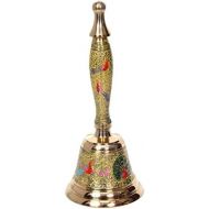 Hashcart Puja Hand-held Ghanti | Brass Puja Bell for Mandir | Colourful Jingle Bell