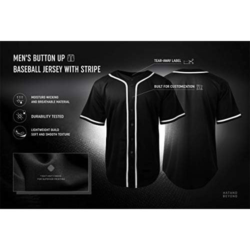  Hat and Beyond Mens Baseball Jersey Button Down Shirts Active Team Sports Uniforms