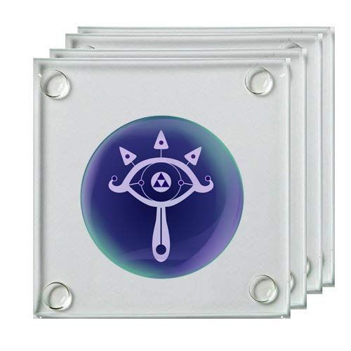  Hat Shark Truthful Eye Legendary Royal Ninja Tribe Video Game Parody - Square Glass Coaster, Set of 4