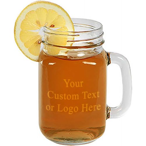  [아마존베스트]Hat Shark ANY TEXT, Custom Customized Engraved Etched for Wedding, Engagement Anniversary Bridal Party for Newlyweds 16 oz Mason Jar Glass Mug for Beer Tea - Personalized Laser Engraved Text