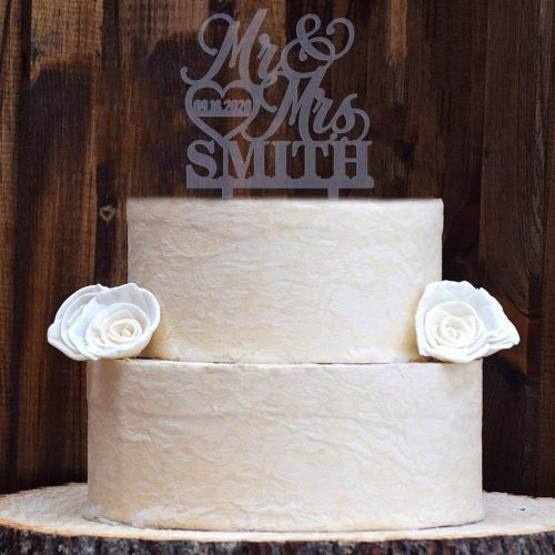  Hat Shark Personalized Wedding Cake Topper - Wedding Cake Decoration Elegant Customized Mr-Mrs,...