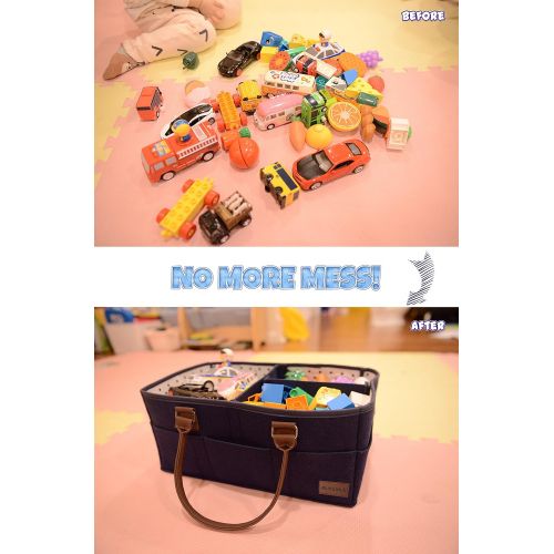  [아마존베스트]HatBit Baby Diaper Caddy Organizer - Nursery Storage Bin for Diapers, Toys, and Baby Essentials - 15 x 10 x 7...