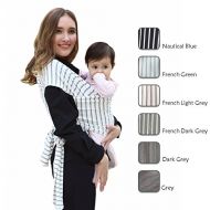 Hatched! Soft Breathable Natural Cotton Baby Sling Wrap Carrier - Soft & Comfortable - Lightweight Carrier Suitable for Infants - Breast Feeding Cover - Stripes (French Light Grey)