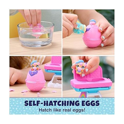  Hatchimals Alive, Hungry Hatchimals Playset with Highchair Toy and 2 Mini Figures in Self-Hatching Eggs, Kids Toys for Girls and Boys Ages 3 and up