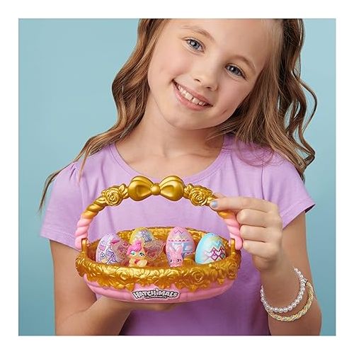  Hatchimals CollEGGtibles, Bunny Family Spring Basket (Gold/Pink) with 6 Characters, Kids Toys for Girls Ages 5 and up