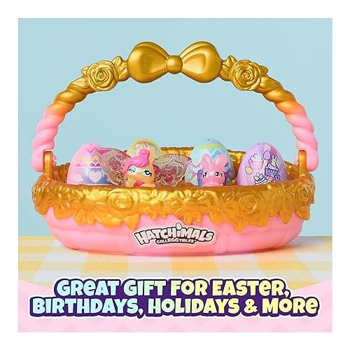  Hatchimals CollEGGtibles, Bunny Family Spring Basket (Gold/Pink) with 6 Characters, Kids Toys for Girls Ages 5 and up