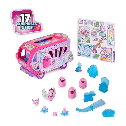  Hatchimals CollEGGtibles, Transforming Rainbow-Cation Camper Toy Car with 6 Exclusive Characters, 10 Accessories, Kids Toys for Girls Ages 5 and up