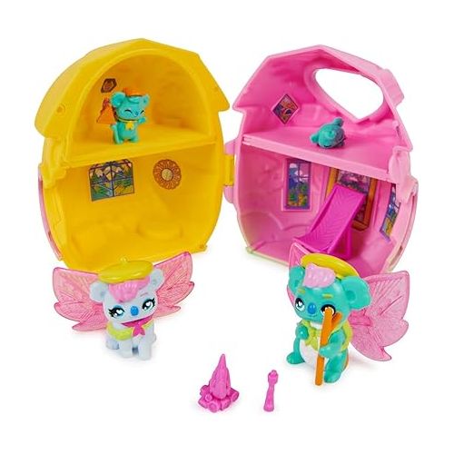  Hatchimals CollEGGtibles, Rainbow-Cation Family Hatchy Home Playset with 3 Characters & up to 3 Surprise Babies (Style May Vary), Kids Toys for Girls