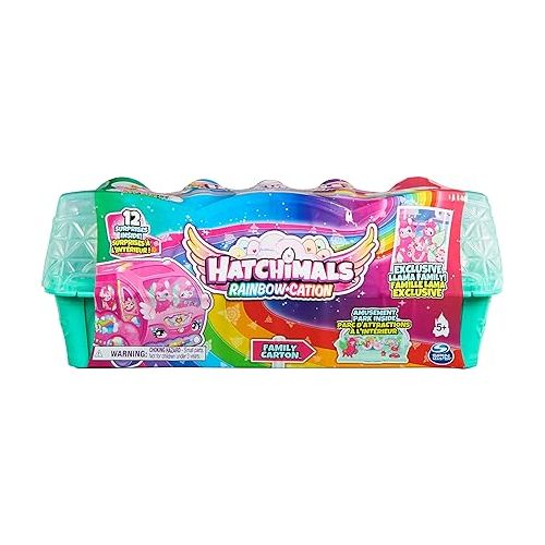  HATCHIMALS CollEGGtibles, Rainbow-Cation Llama Family Carton with Surprise Playset, 10 Characters, 2 Accessories, Kids’ Toys for Girls Ages 5 and Up