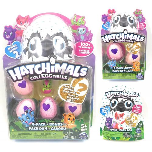  [아마존베스트]Hatchimals Colleggtibles Season 2 Set Find The Golden Hatchimal! 1 4-Pack Plus Bonus Figure 1 2-Pack Plus Nest and 1 Blind Bag Egg