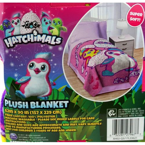  [아마존베스트]Hatchimals Plush Blanket Girls Bedding Twin Size Super Soft, 62 x 90, Multicolor