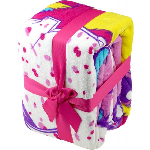  [아마존베스트]Hatchimals Plush Blanket Girls Bedding Twin Size Super Soft, 62 x 90, Multicolor