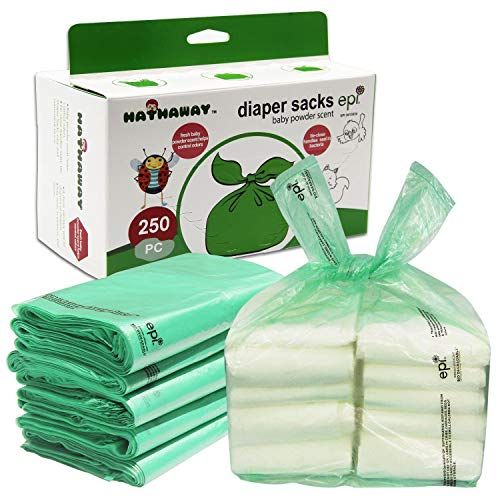  Hathaway Baby Disposable Diaper Bags, 100% Biodegradable Diaper Sacks with Baby Powder Scent and Added Baking Soda to Absorb Odors ( 250 Count )