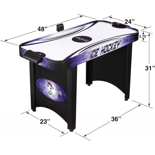  Hathaway Hat Trick 4-Ft Air Hockey Table for Kids and Adults with Electronic and Manual Scoring, Leg Levelers