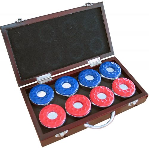  Hathaway Shuffleboard Pucks with Case (Set of 8), Dark Cherry Finish