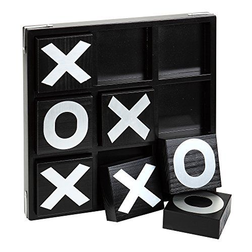  Hathaway Vintage Set Wood with Ebony Finish, Includes Board and 9 Pieces Tic Tac Toe