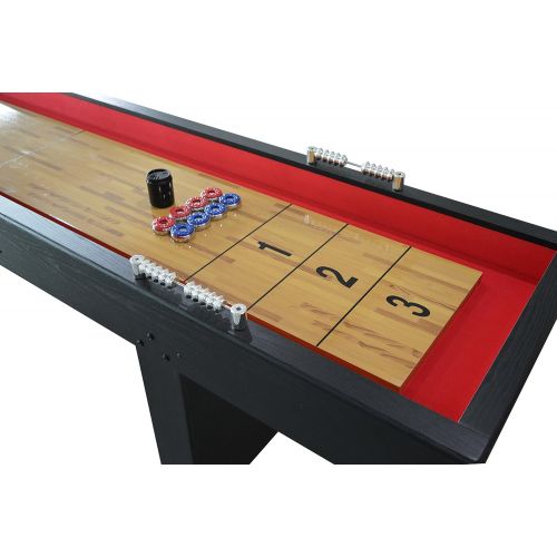  Hathaway BG1203 Avenger 9-Foot Avenger Shuffleboard for Family Game Rooms with Padded Gutters, Leg Levelers, 8 Pucks and Wax