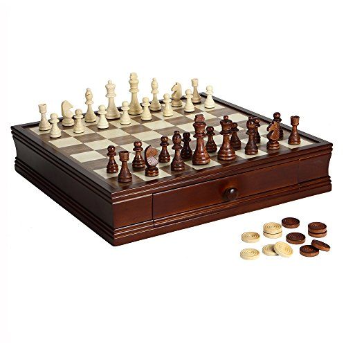  Hathaway Prodigy Wood Chess & Checkers Set Walnut