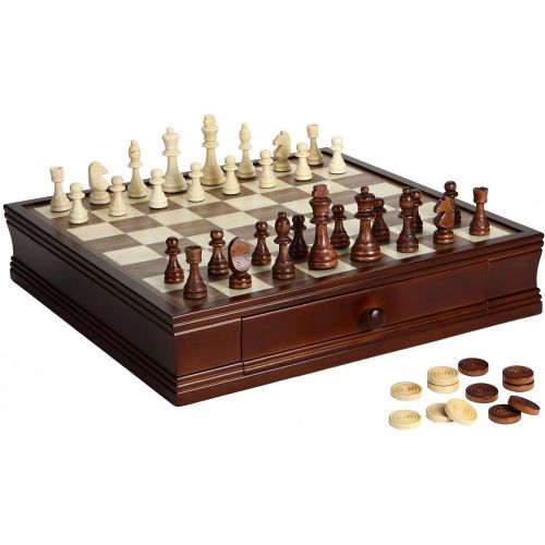  Hathaway Prodigy Wood Chess & Checkers Set Walnut