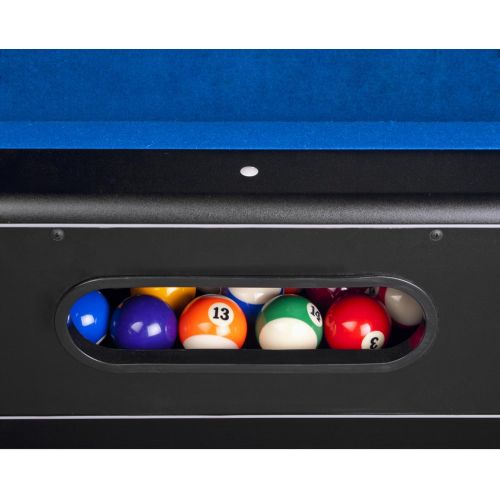  Hathaway Hustler 7’-8’ Pool Table with Blue Felt, Internal Ball Return System, Easy Assembly, Pool Cues and Chalk