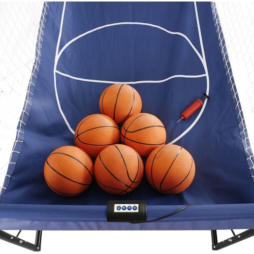  [아마존베스트]Hathaway Hoops Dual Basketball Arcade Game with Electronic Digital Scoring and Timer, Easy Folding for Storage, 7 Balls and 2 Nets