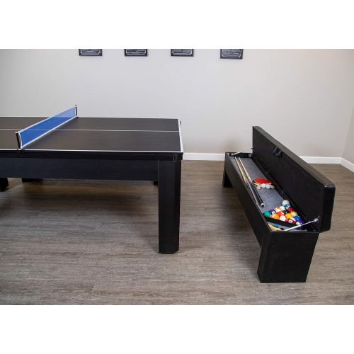  [아마존베스트]Hathaway Park Avenue 7’ Pool Table Tennis Combination with Dining Top, Two Storage Benches, Free Accessories