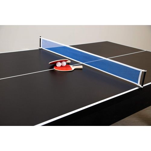  [아마존베스트]Hathaway Park Avenue 7’ Pool Table Tennis Combination with Dining Top, Two Storage Benches, Free Accessories